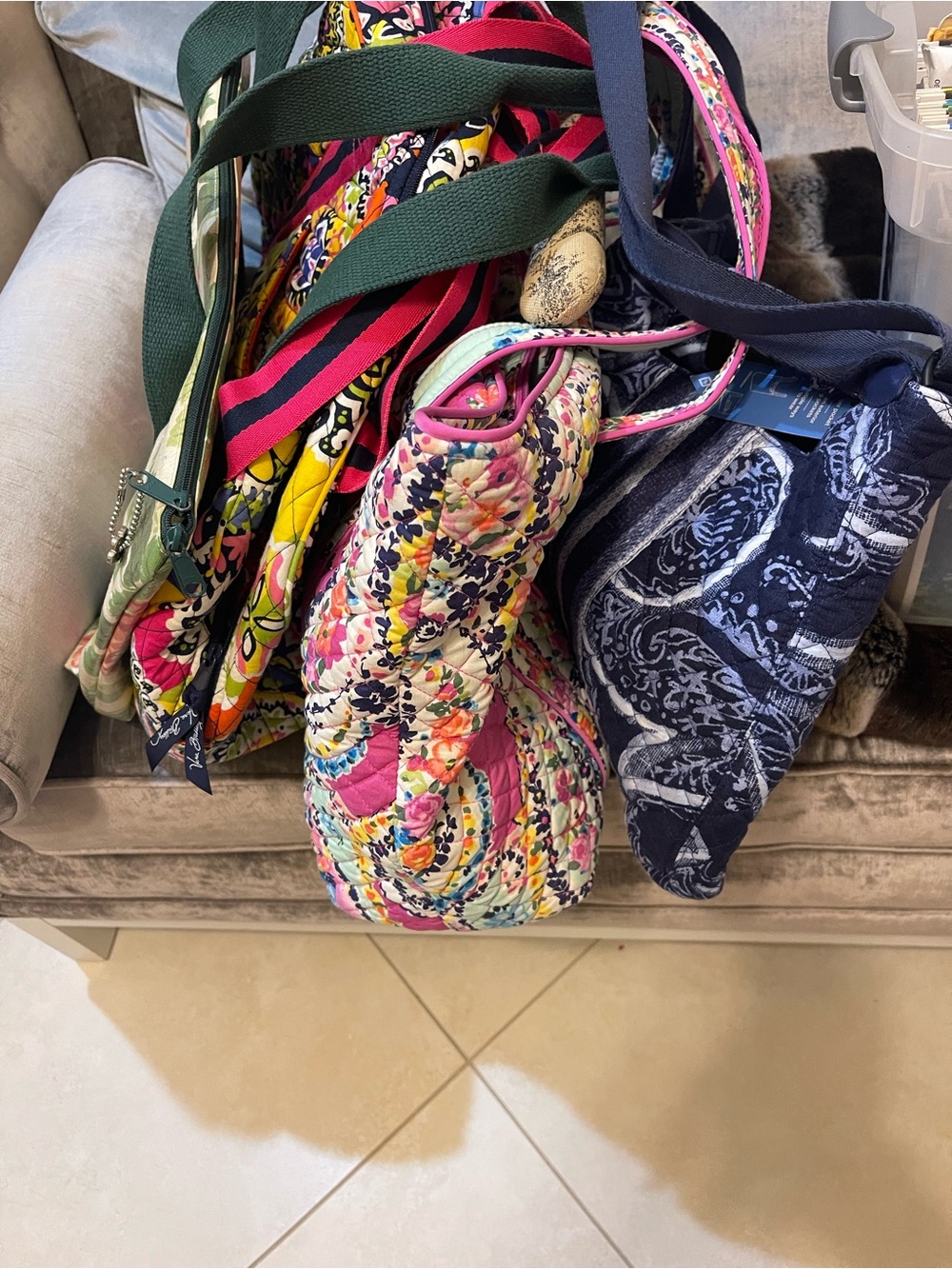 3 Vera Bradley Quilted Floral Tote Bag - Pink Multicolor